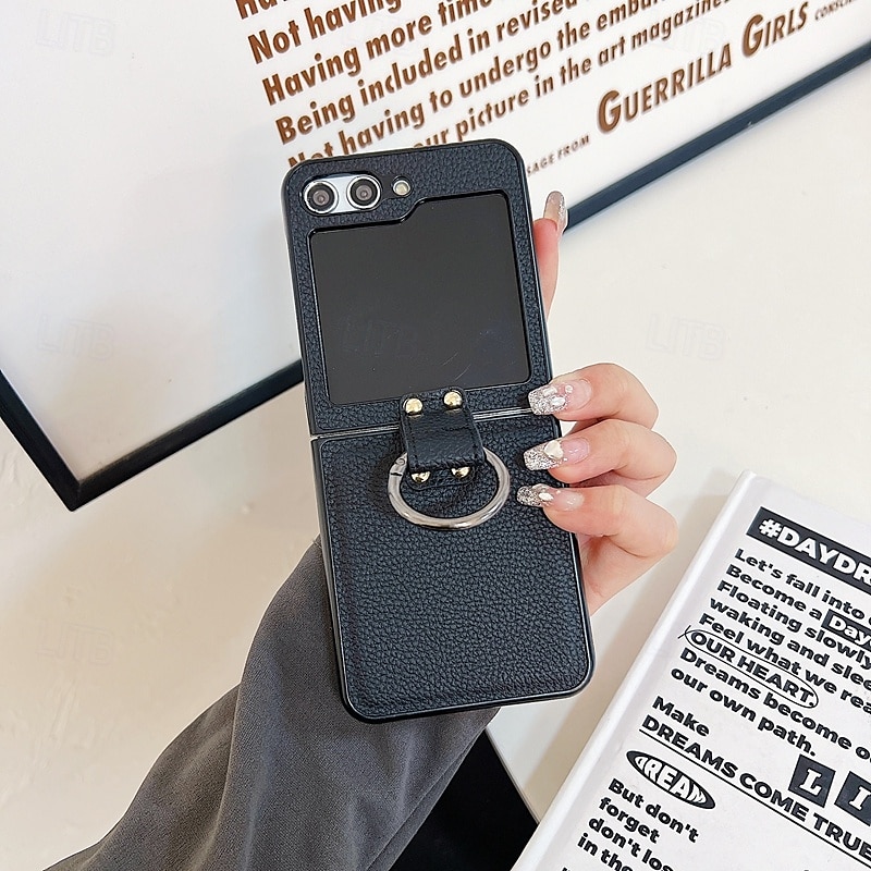 telefono Custodia Per Capovolgi Z 6 Z Flip 5 Z Flip 4 Z Flip 3 Per retro Fibbia ad anello Resistente agli urti Retrò TPU pelle sintetica del 2025 a $16.99 –P9