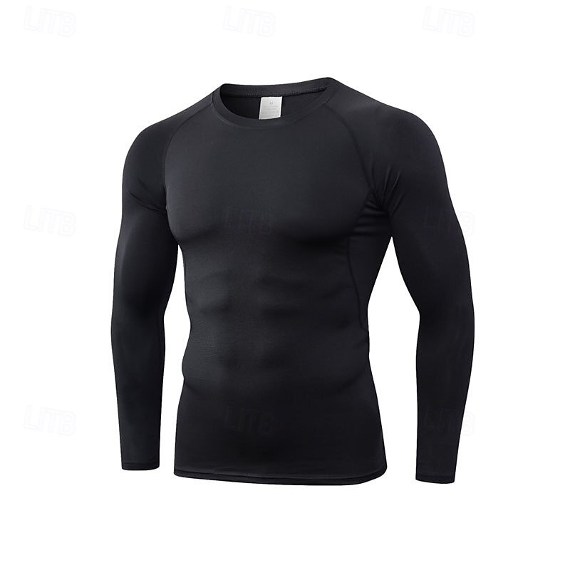 Men's Running T-Shirt Compression Shirt Long Sleeve Tee Tshirt Casual Athleisure Fall Breathable Quick Dry Gym Workout Running Walking Sportswear Activewear Solid Colored Black White Blue 2025 - $16.99 –P1