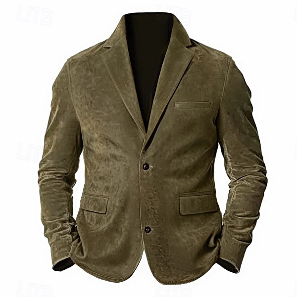 Homme Blazer en faux suède Veste en faux suède Entreprise Soirée Cocktail Fête de Mariage Mode Décontractées Automne hiver Polyester Simili Daim Plein Bouton Poche Confortable Boutonnage Simple veste de 2025 ? $61.99 –P2
