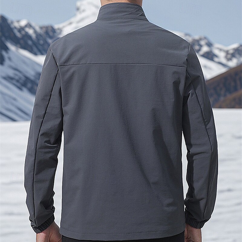 Hombre Chaqueta Softshell Chaqueta para senderismo Al aire libre Resistente al Viento Resistente al Agua Chaqueta cortavientos Viaje Gris oscuro Negro 2025 - $34.39 –P16