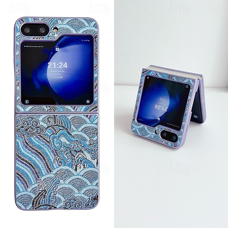 Phone Case For Z Flip 7 Z Flip 6 Z Flip 5 Z Flip 4 Back Cover with Stand Holder Shockproof Retro Textile PC 2025 - $17.99 –P9