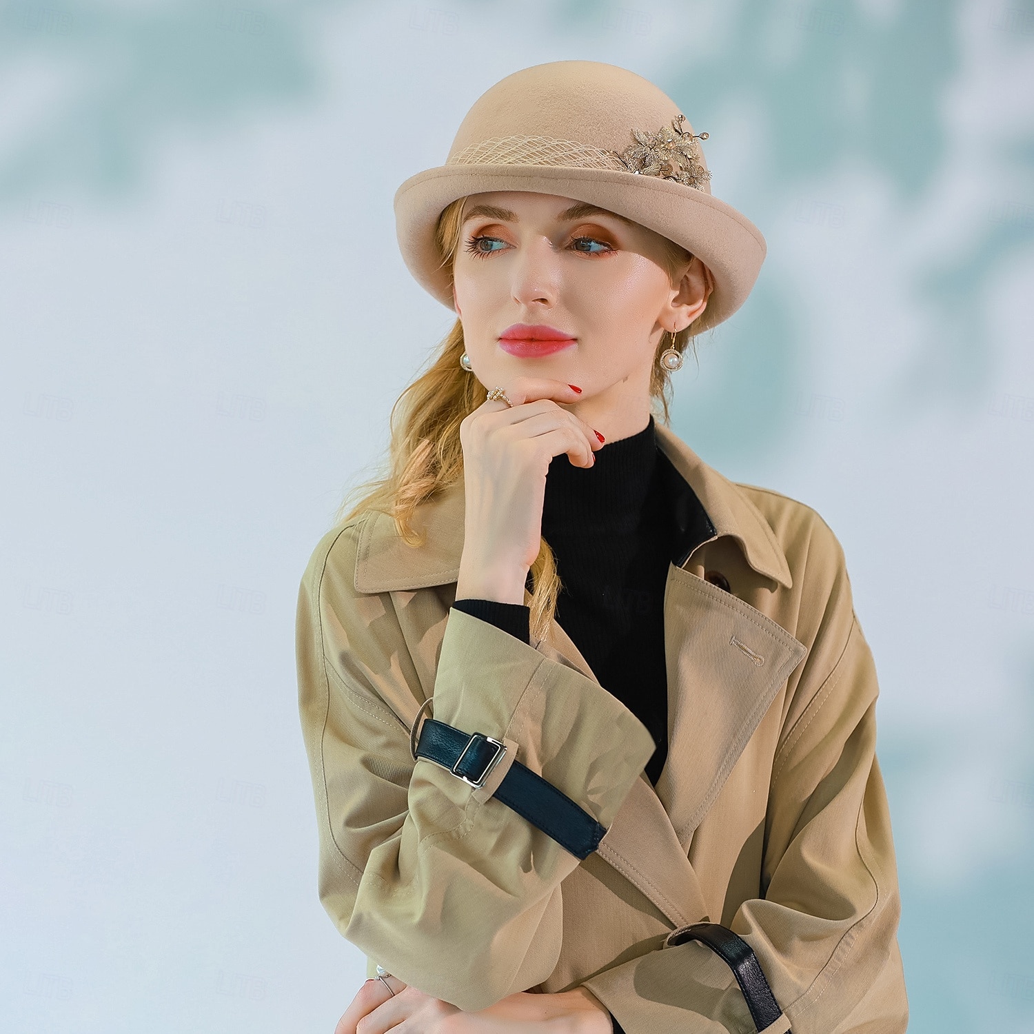 chapéus chapéu de lã chapéu chapéu chapéu fedora chá de casamento elegante casamento com boné renda lateral chapéu chapéu de 2025 por $41.99 –P6