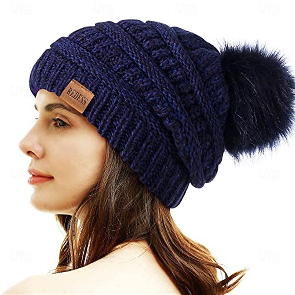 cappello regalo di natale berretto con pompon donna natale capodanno vigilia di natale caldo cappello invernale foderato in pile regalo per donna per sua moglie mamma del 2025 a $20.99 –P7