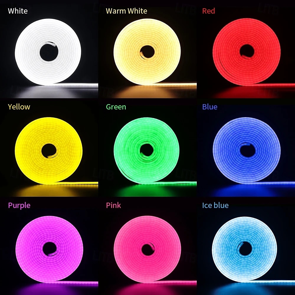 5m waterdichte led neon buislamp, flexibele stripverlichting enkele kleur voor binnen en buiten decoratief 12v eu/uk/us/au stekker 2025 - $63.99 –P1