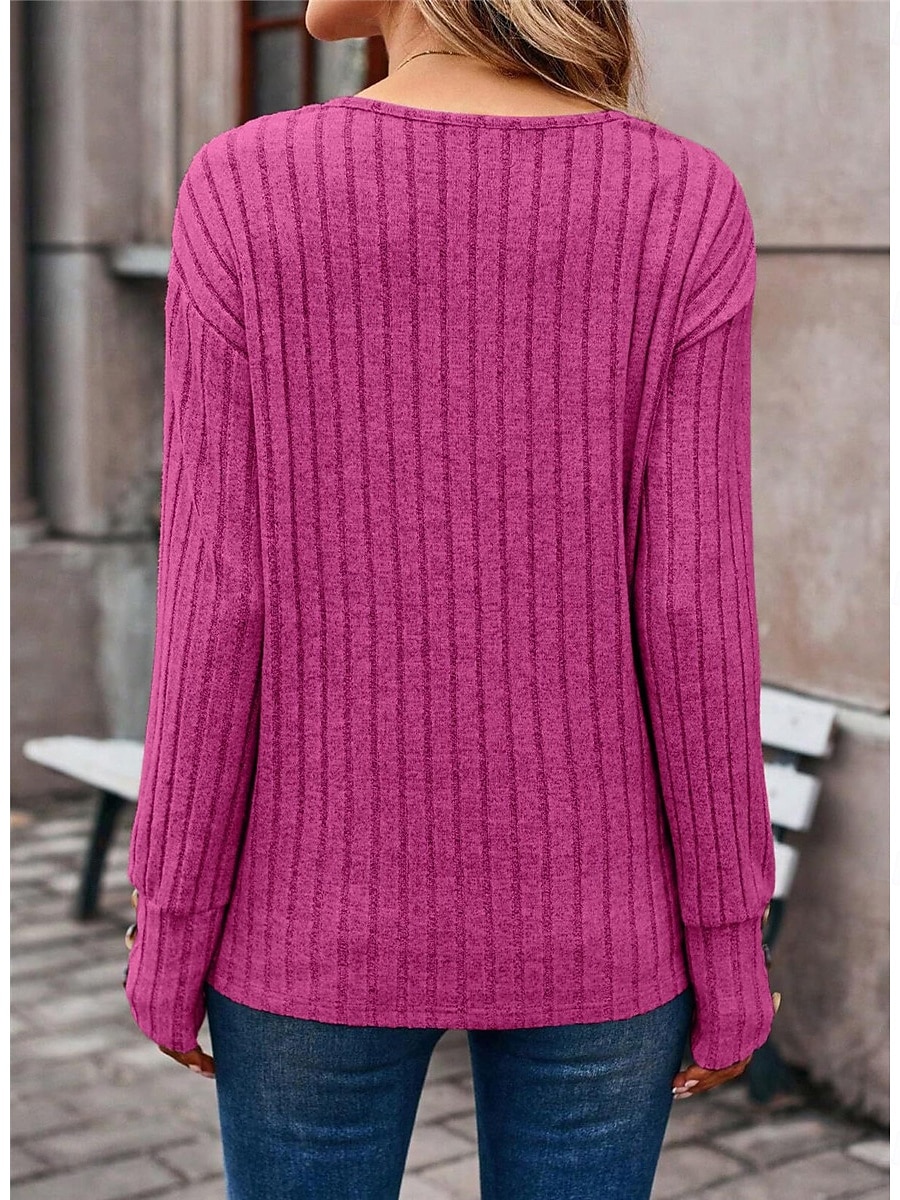 Damen Hemd Bluse Feste Farbe Basic Brautkleider schlicht Langarm V Ausschnitt Normale Oberteile Täglich Knopf Schwarz Fuchsie Braun Grau Herbst Winter 2025 - $21.99 –P2