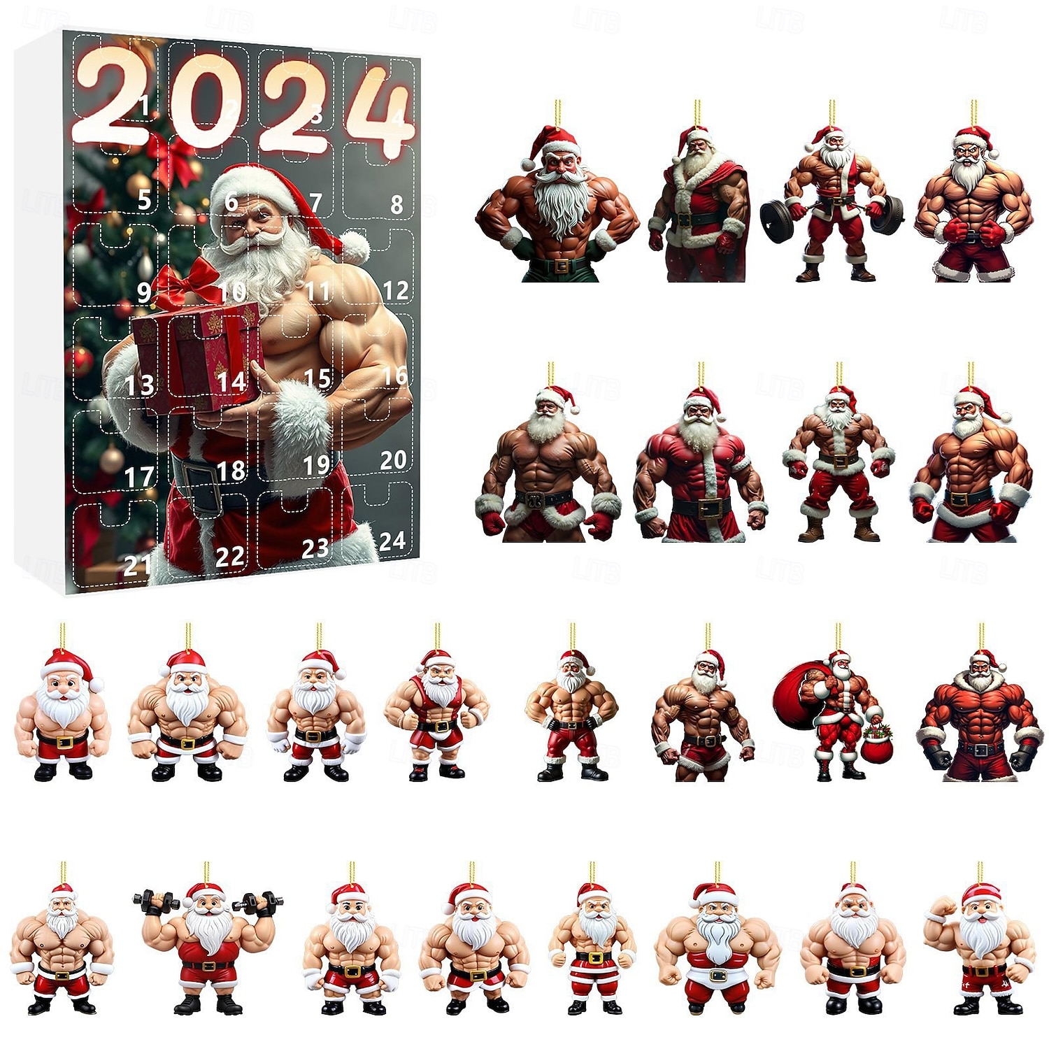 Adventní kalendář 2025 24denní Vánoční odpočítávací kalendář pro děti teenagery dospělé - Vánoční dárky závěsné 2D akrylové přívěsky dekorace na Vánoční stromeček 2025 - $21.99 –P7