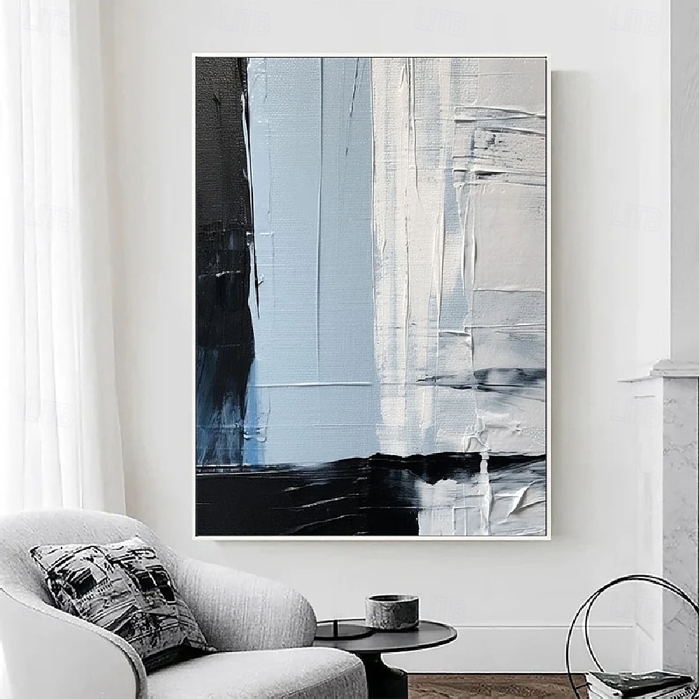 handgemachtes blaues abstraktes blau-goldenes Ölgemälde auf Leinwand, groß, handgemalt, abstrakt, strukturiert, boho, modernes Ölgemälde, Wandkunst, zeitgenössisches minimalistisches Kunstwerk für 2025 - $125.99 –P2