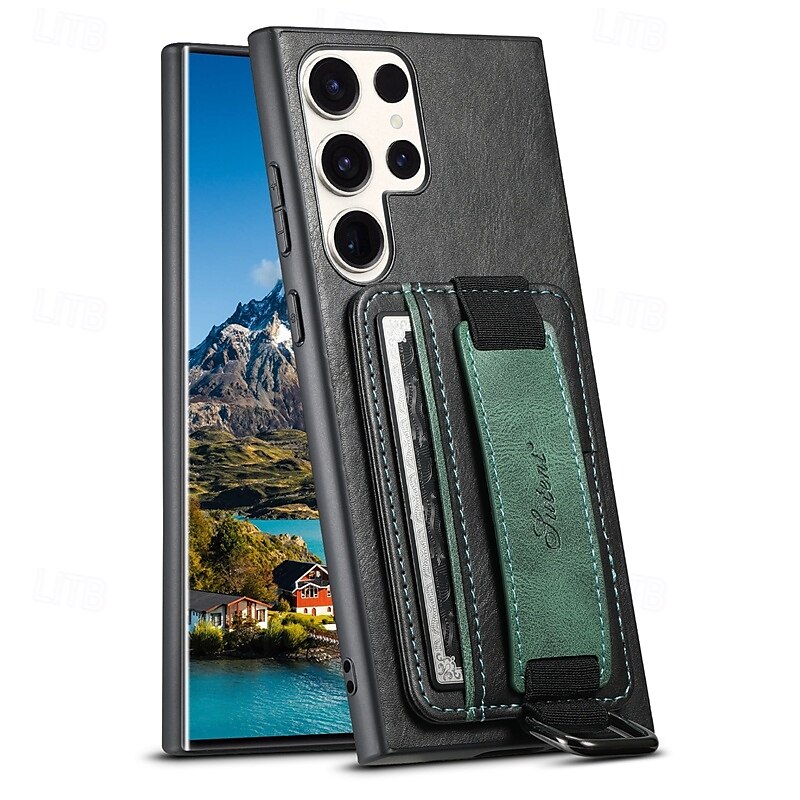 telefon Carcasă Pro S24 S24 Ultra Plus S23 Ultra Plus S23 S22 S22 Plus Ultra S25 Ultra Zadní kryt se stojánkem s poutkem na zápěstí Slot pro kartu Retro TPU PC PU kůže 2025 - $19.99 –P6