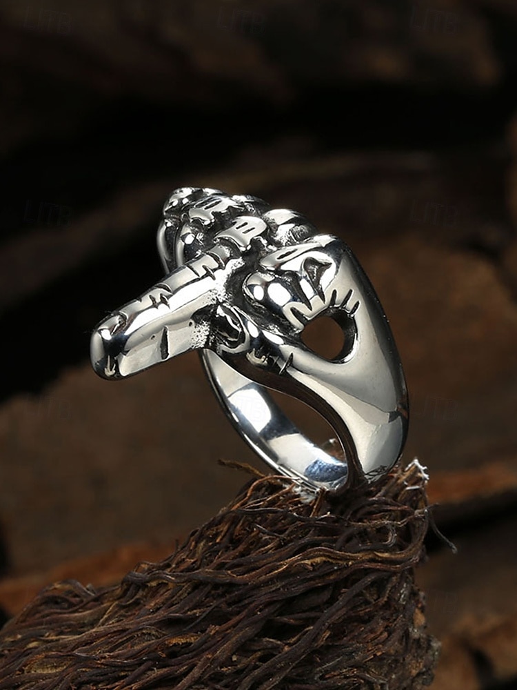 menns gotisk legering hodeskalle håndring - unike statement smykker for punk stil 2025 - $8.99 –P4