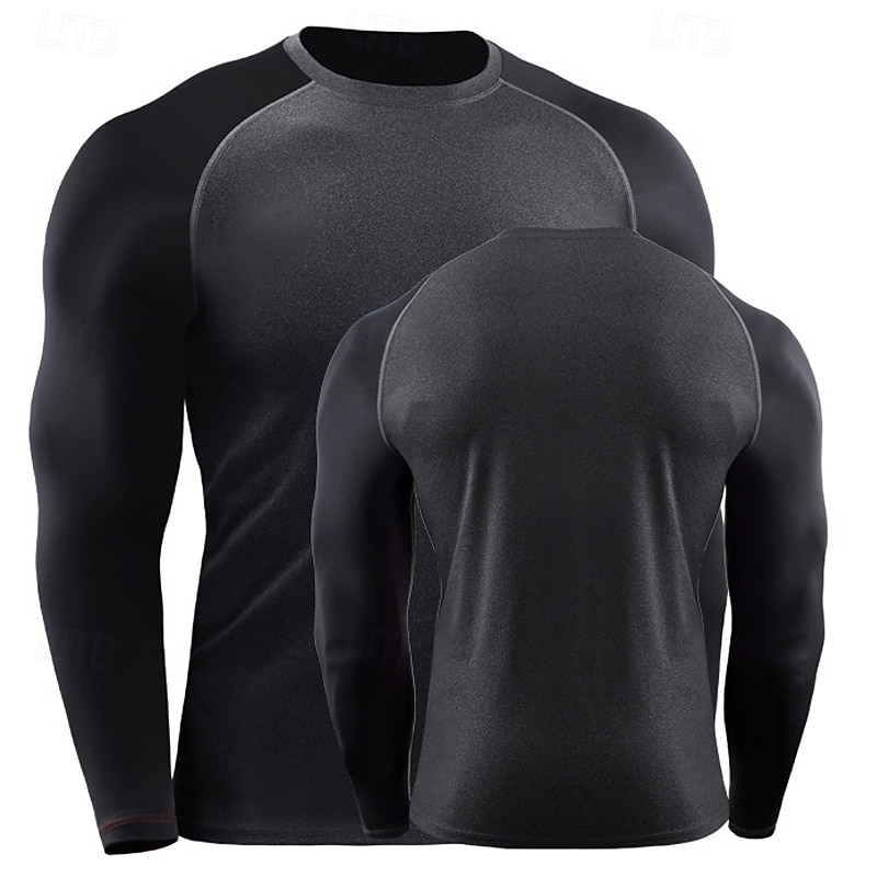 Men's Color Block Running T-Shirt Spring Fall Long Sleeve Casual Athleisure Quick Dry Breathable Gym Workout Running Walking Jogging Red Dark Navy Sage Sportswear Activewear 2026 - $21.99 –P9