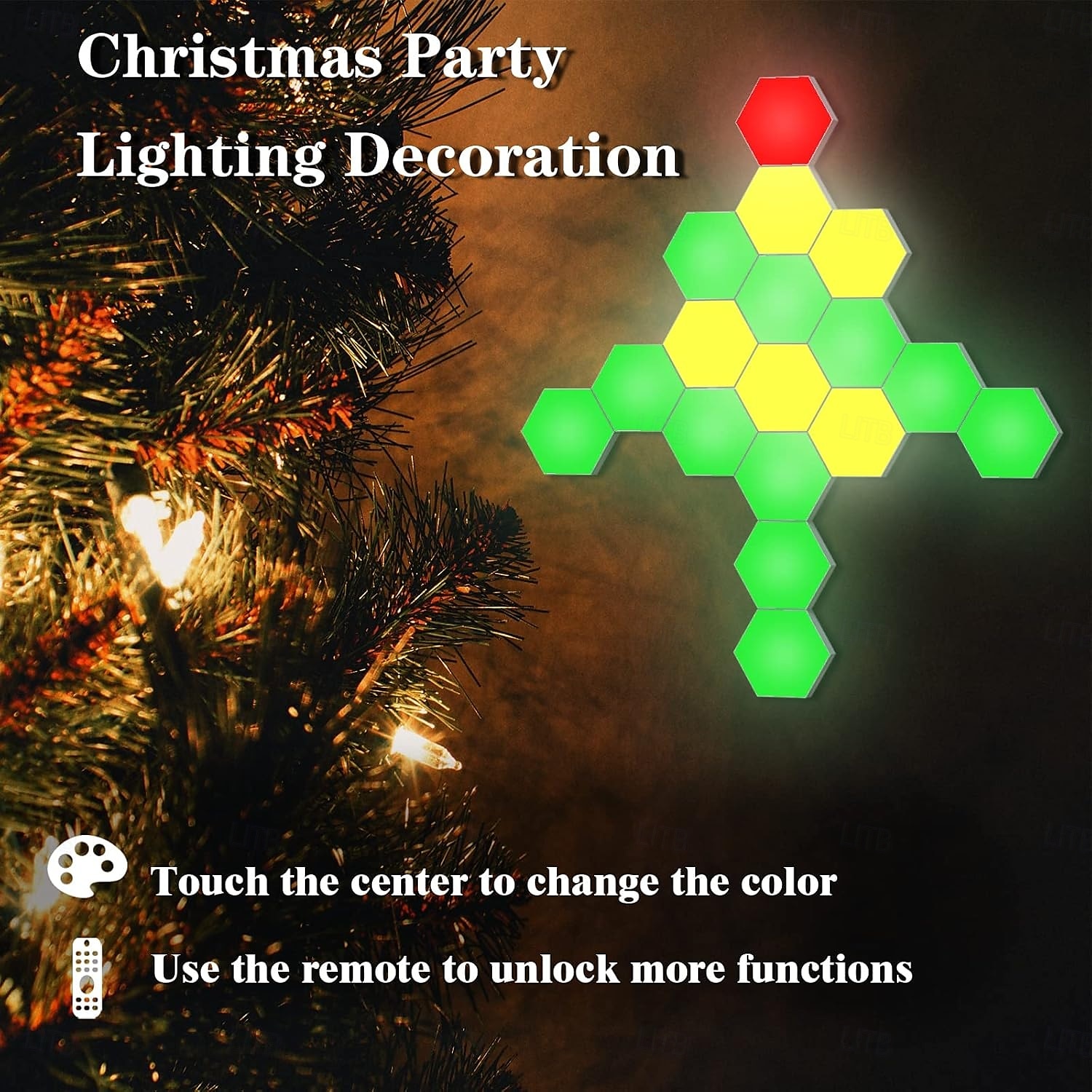LED Smart Light Hexagonal LED Remote Control Wall Light, Modular Touch Color DIY Lighting for Bedroom, Bathroom, Living Room, Parties and Holidays 6-10 Piece Set 2025 - $64.99 –P7