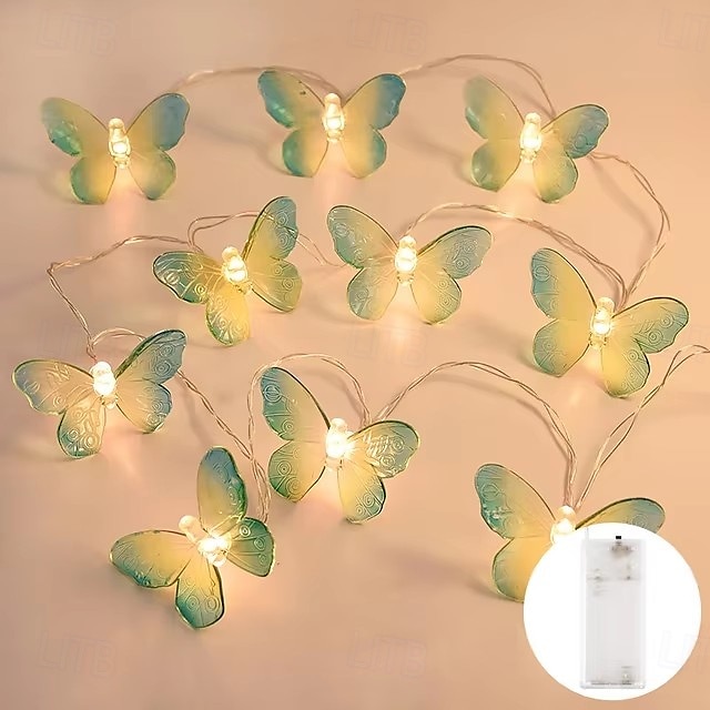 Guirlande lumineuse papillon, 1,5 m/3 m, 10/20 LED, alimentée par batterie, pour Noël en intérieur&amp;décoration extérieure de 2025 ? $13.49 –P8