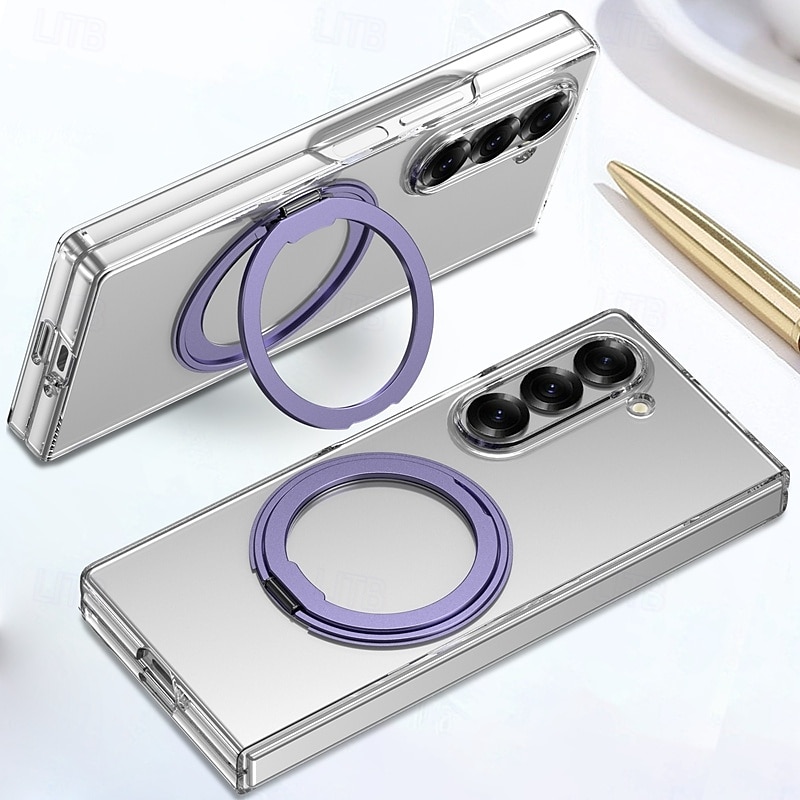 Phone Case For Samsung Galaxy Z Fold 6 Back Cover with Stand Holder Transparent Support Wireless Charging PC 2025 - $26.99 –P10