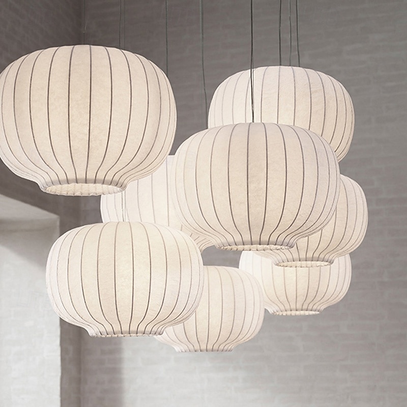 wabi-sabi styl severské hedvábné závěsné světlo moderní kreativní hedvábný lustr jednoduché lehké luxusní látkové závěsné světlo 85-265v 2025 - $249.99 –P2
