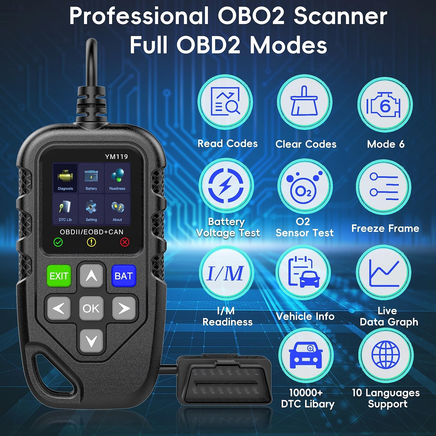 obd2 scanner diagnostikverktyg förbättrad kontrollmotorkodläsare med återställning obdii/eobd bildiagnostisk scan-verktyg för alla fordon efter 1996 2025 - $52.99 –P5