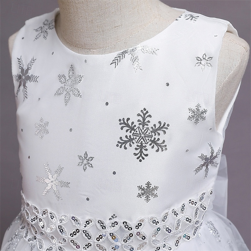 kinderkleidung Mädchen Cosplay-Kleid Party Kleid Schneeflocke Ärmellos Leistung Weihnachten Gitter Rückenfrei Patchwork Schön Süß Polyester Maxi abendkleider Schaukelkleid Tüll-Kleid Winter 4-12 Jahre 2025 - $41.99 –P12