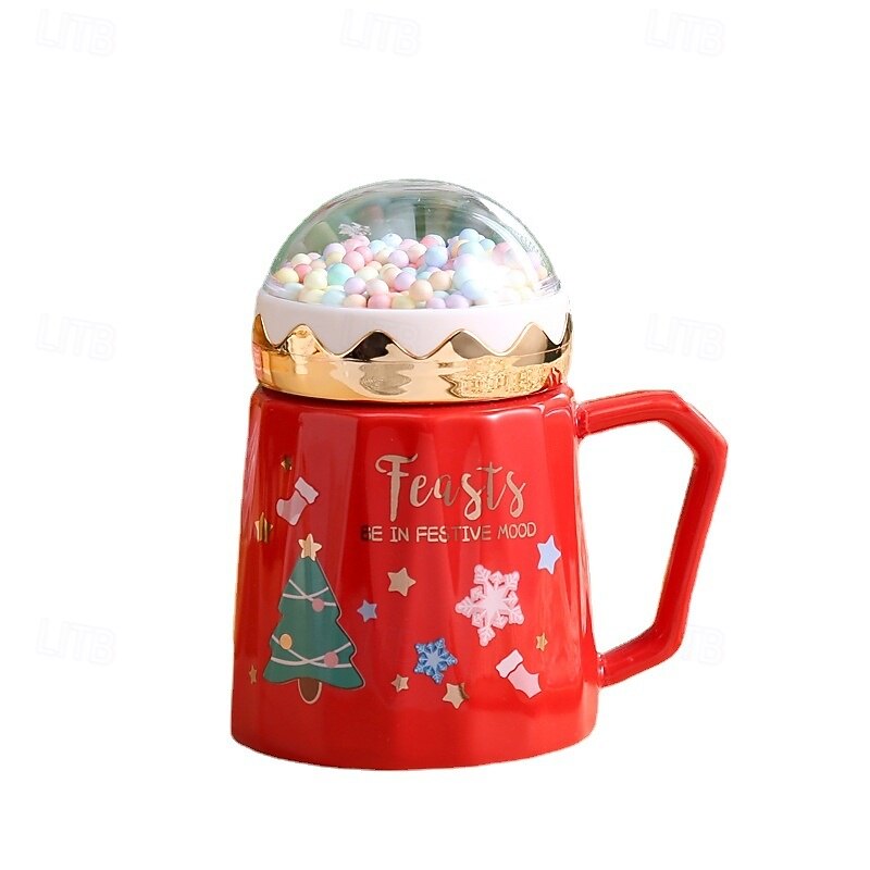 Cana ceramica de Craciun cu cutie cadou, desen desen animat cu capac, cadou de ajunul Craciunului, cana festiva cu cutie cadou, cadou perfect de sarbatori 2026 - $13.49 –P4