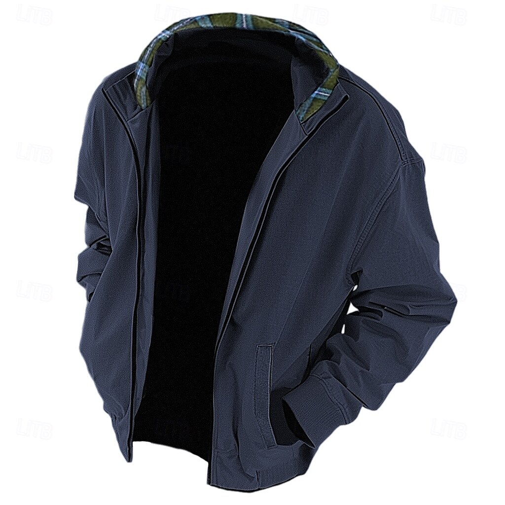 Per uomo Giacca con cappuccio Felpa con cappuccio e zip Felpa con cappuccio invecchiata Blu marino Grigio scuro Con cappuccio A quadri Collage Color Block Ufficio Sportivo Informale Streetwear del 2025 a $28.99 –P4