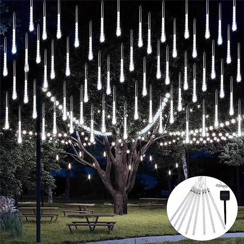 1 Stück Solar-Meteorschauerlicht, 30 cm, 8 Röhren, 192 LEDs, Weihnachtsbaumbeleuchtung für die Traufe, Weihnachtsbaum- und Gartendekoration 2025 - $26.99 –P7