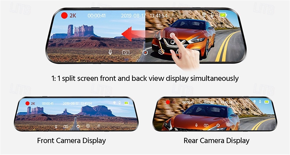 2025年 タッチスクリーンミラー 1080p ダッシュカメラ 車載 DVR ミラー フロントとリア デュアルレンズカメラ ダッシュカム HD 1080p リアビューミラー 1080p ダッシュカム ビデオカメラ  コレクション – $79.99 –P11