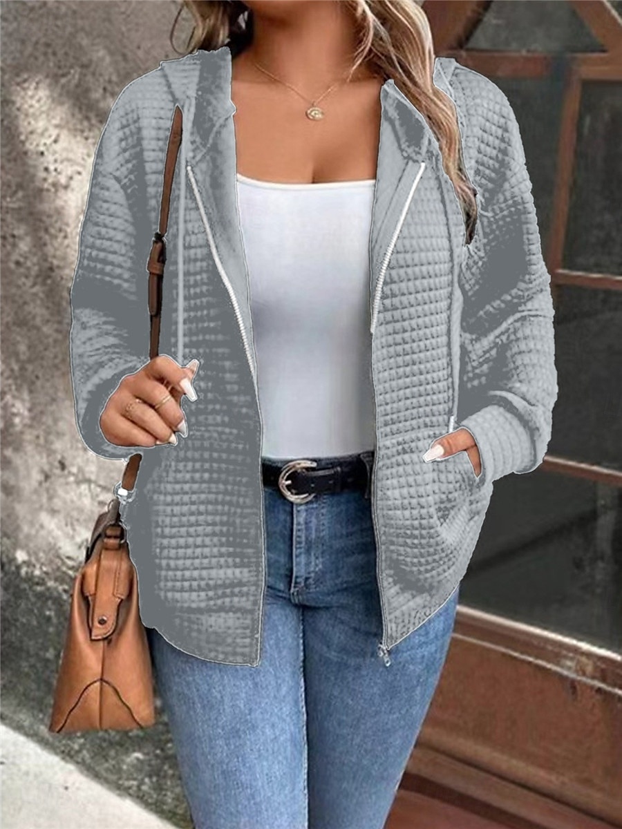 Damskie Zwykła kurtka Kurtka z kapturem Na zewnątrz Ulica Dzienne zużycie Jesień Zima Regularny Płaszcz Regularny Keep Warm Oddychający Elegancki Codzienny Kurtki Długi rękaw Równina Z kieszeniami 2025 - $27.99 –P10