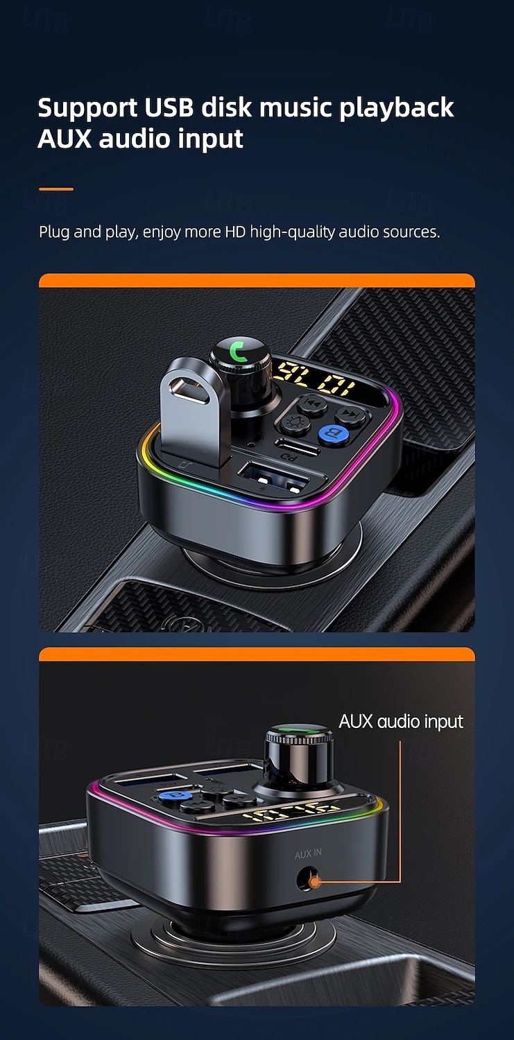 2025年 ワイヤレス Bluetooth カーアダプター Bluetooth 5.3 FM トランスミッター 補助ラジオ受信機 MP3 プレーヤー ハンズフリー通話 タイプ C USB カーチャージャー  コレクション – $16.99 –P16