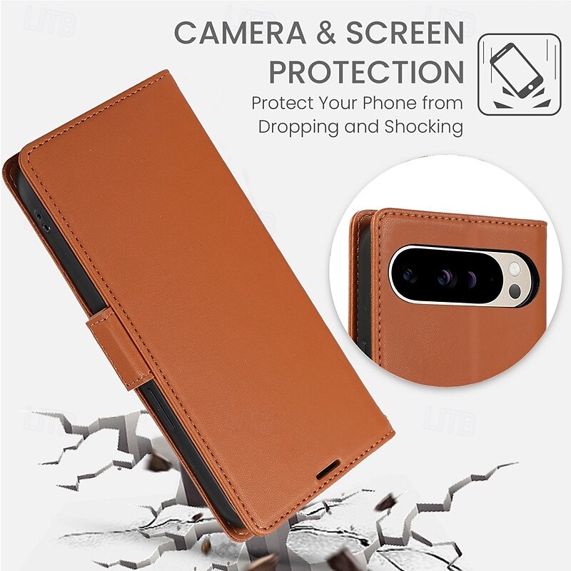 телефон Кейс для Назначение Пиксель 9 Про Pixel 9 ProXL Pixel 8 Pro Pixel 8 Пиксель 9 Pixel 7 Pixel 7 Pro Кейс на заднюю панель со стендом с ремешком на запястье Разъем для карты Ретро ТПУ Кожа PU 2025 - $16.99 –P2