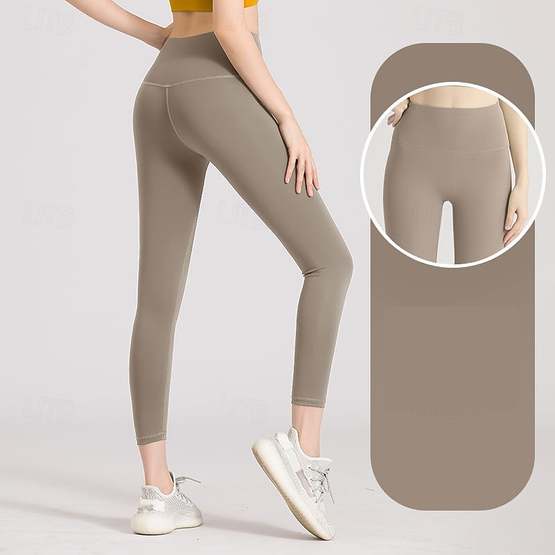 Damskie Spodnie do jogi Legginsy z podszewką z polaru Legginsy do jogi Podnoszenie pośladków Wyszczuplenie brzucha Wysoka talia Pilates Trening w siłowni Joga Rajstopy Jednokolorowe Jasna kawa Czarny 2026 - $12.99 –P9