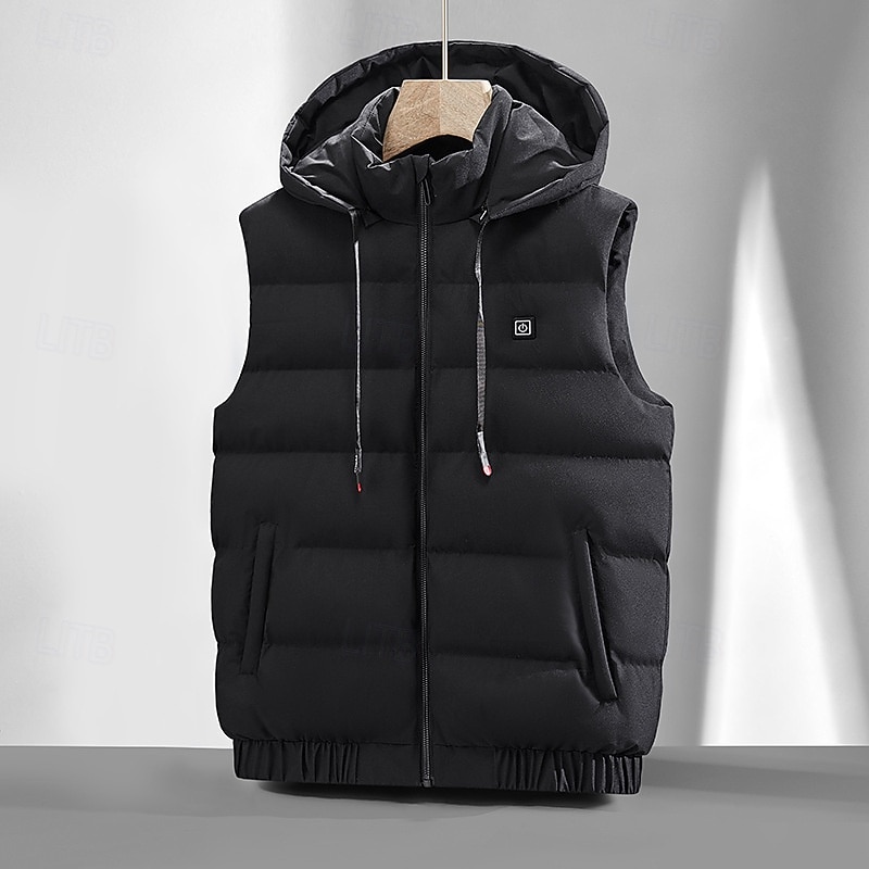 Herr Pufferjacka Pufferväst Väst Gilet Quiltad väst Dagligen Datum Semester Mode Ledigt Höst vinter Ficka Polyester Håller värmen Bekväm Slät Dragkedja Huva Normal Svart Blå Grå Väst 2025 - $49.99 –P5