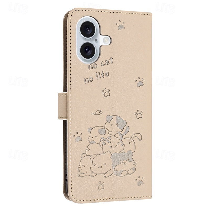telefone Capinha Para iPhone 16 Pro Max Plus iPhone 15 Pro Max Plus iPhone 14 13 12 11 Pro Max Plus Mini SE Capa para Cartão Wallet Com Suporte Proteção de corpo inteiro com pulseira Gato Retro TPU de 2025 por $16.99 –P7
