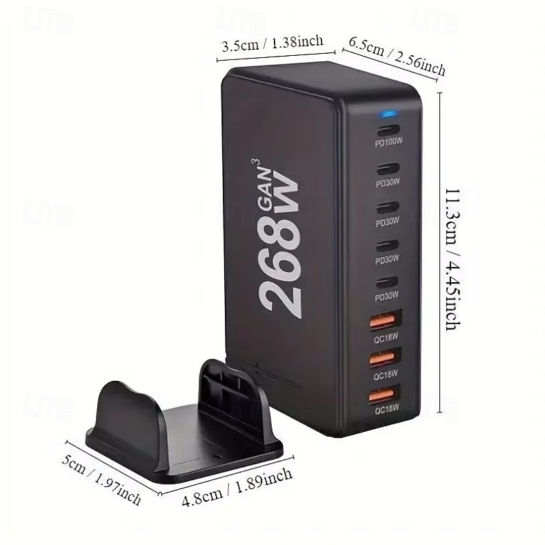 268W Desktop GaN Charger 8-port USB Type C PD Charger Fast Charge 3.0 USB Type C Fast Charger Mobile USB Charger 2025 - $79.99 –P5