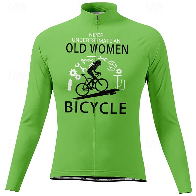 Pentru femei Jersey de ciclism Grafic Literă & Număr Manșon Lung Bicicletă Tricou Tee Jerseu cu 3 buzunare spate Ciclism montan Uscare rapidă Proiectare anatomică Wicking Respirabil Sport Alb Kaki 2026 - $27.99 –P1