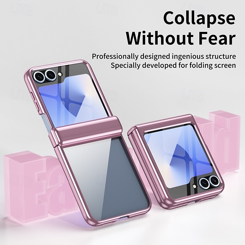 Phone Case For Z Flip 6 Z Flip 5 Back Cover with Screen Protector Shockproof Retro Plating 2025 - $25.99 –P12