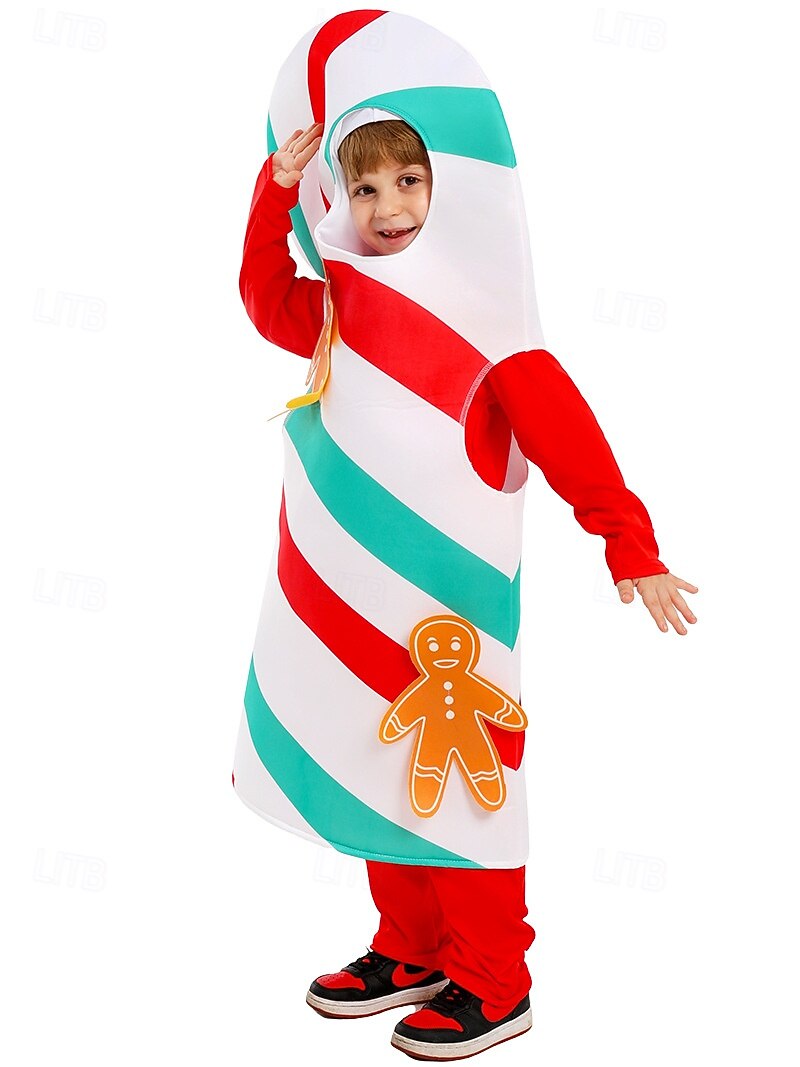 Candy Cane Julpyjamas Pojkar Flickor Cosplay kostym Barn Jul Nyår Jul Fest Onesie 2025 - $29.99 –P1