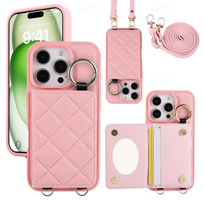 هاتف غطاء من أجل ايفون 16 برو ماكس بلس آيفون 15 برو ماكس بلس iPhone 14 13 12 11 Pro Max Plus iPhone 14 Pro Max iPhone 13 12 11 Pro Max غطاء خلفي مع حامل مع الحبل فتحة لبطاقة مكتب  /  الأعمال TPU 2025 - $22.99 –P3