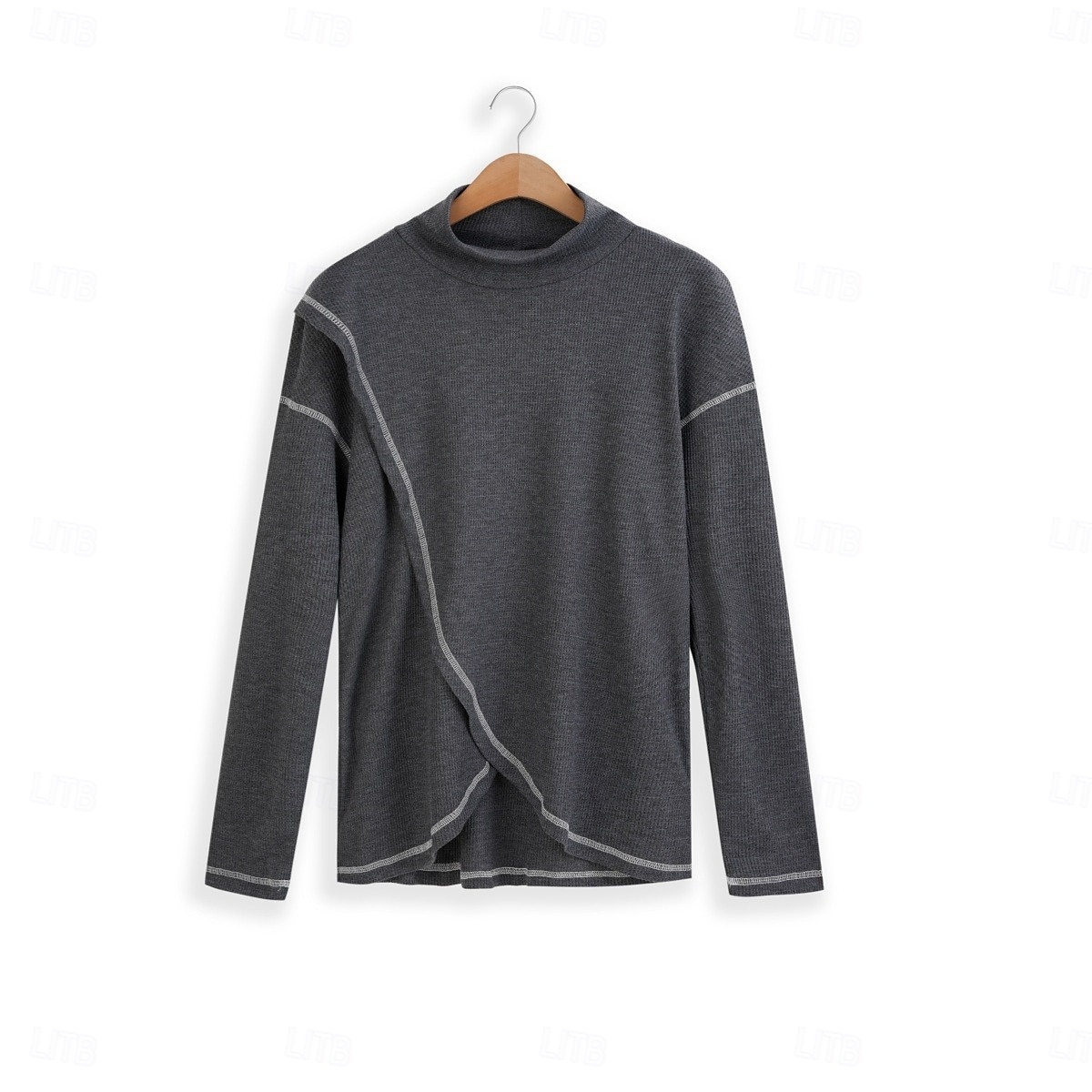 Herren Waffelhemd Rollkragenhemd T-Shirt Langarmshirt Langarm Rollkragen Stehkragen Frühling & Herbst Einfarbig Mode Designer Basic Wickeln Urlaub Straße Ausgehen Weiß Blau Marineblau Top T-Shirt für 2025 - $17.99 –P2