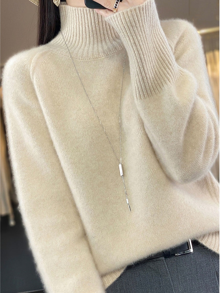 Dame Genser Pullover genser Fritid Myk Ren farge Riflet Crew-hals Strikket Langermet Vanlige topper Strikke utendørs Daglig Helg Hvit Rød Høst Vinter 2025 - $39.99 –P2