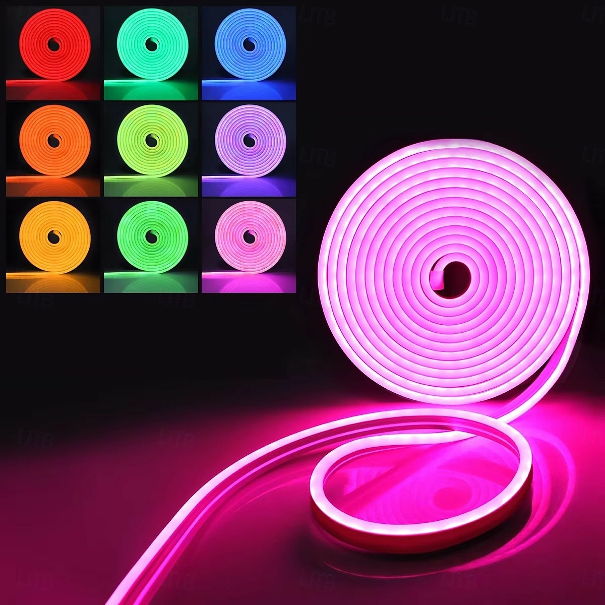 5m waterdichte led neon buislamp, flexibele stripverlichting enkele kleur voor binnen en buiten decoratief 12v eu/uk/us/au stekker 2025 - $63.99 –P5