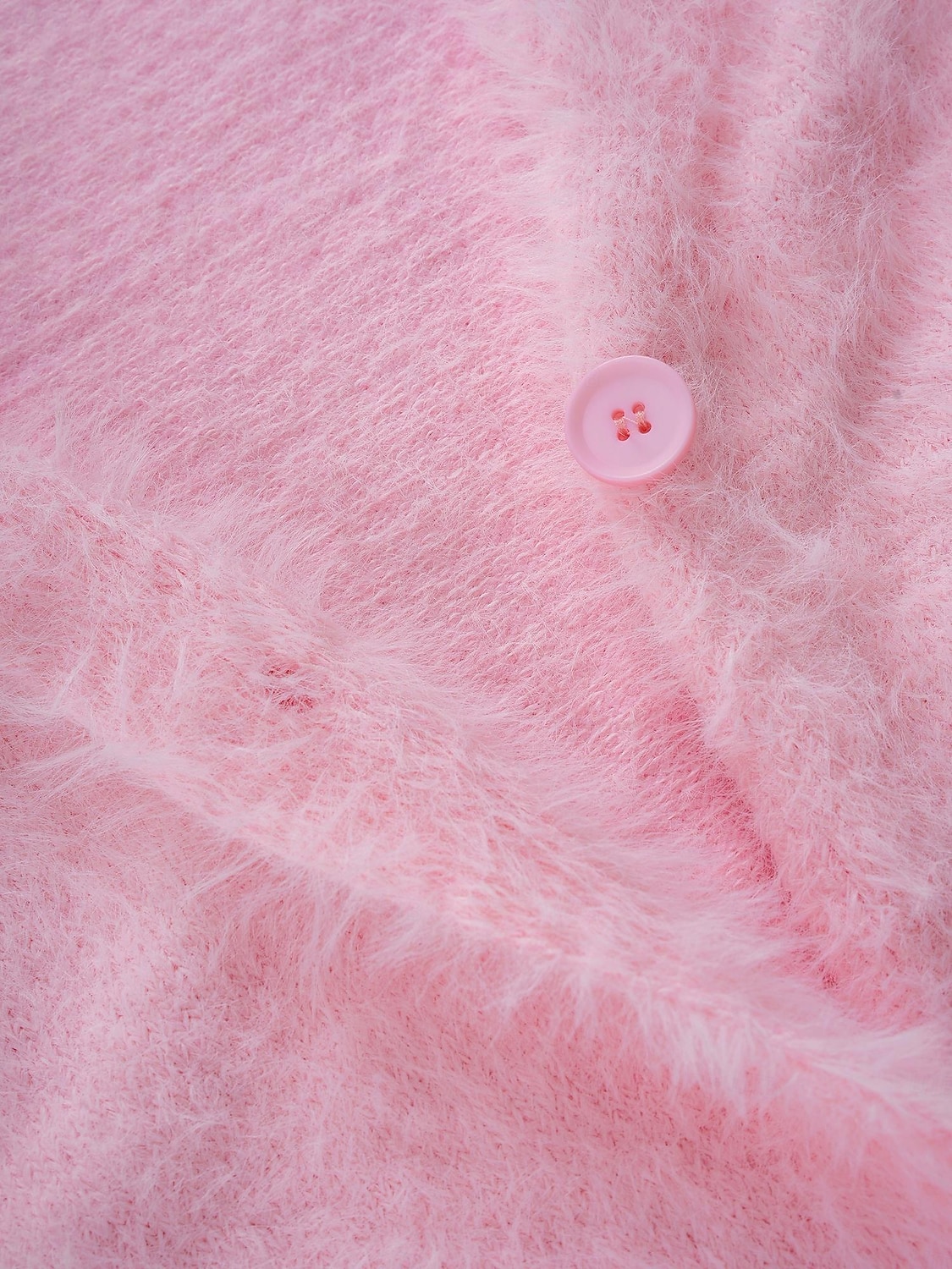 dam oversize cardigan fuzzy v-ringad stickad höst vinter arbete helg elegant mode streetwear långärmad enfärgad rosa ljusgrå 2025 - $52.99 –P4
