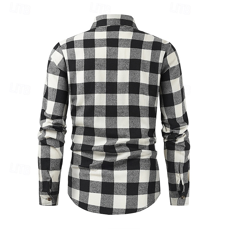 Per uomo Camicia Camicia di flanella Sovracamicia A quadri Esterno Strada Nero Rosso Blu Manica lunga Primavera & Autunno Abbigliamento del 2025 a $9.59 –P7