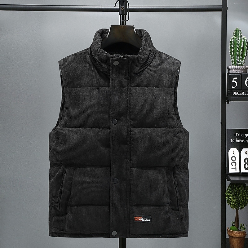 Per uomo Gilet imbottito Gilet in velluto a coste Gilet trapuntato Da tutti i giorni Da mare Per uscire Di tendenza Essenziale Primavera & Autunno Cerniera Velluto a coste Comodo Liscio Cerniera del 2026 a $33.99 –P8