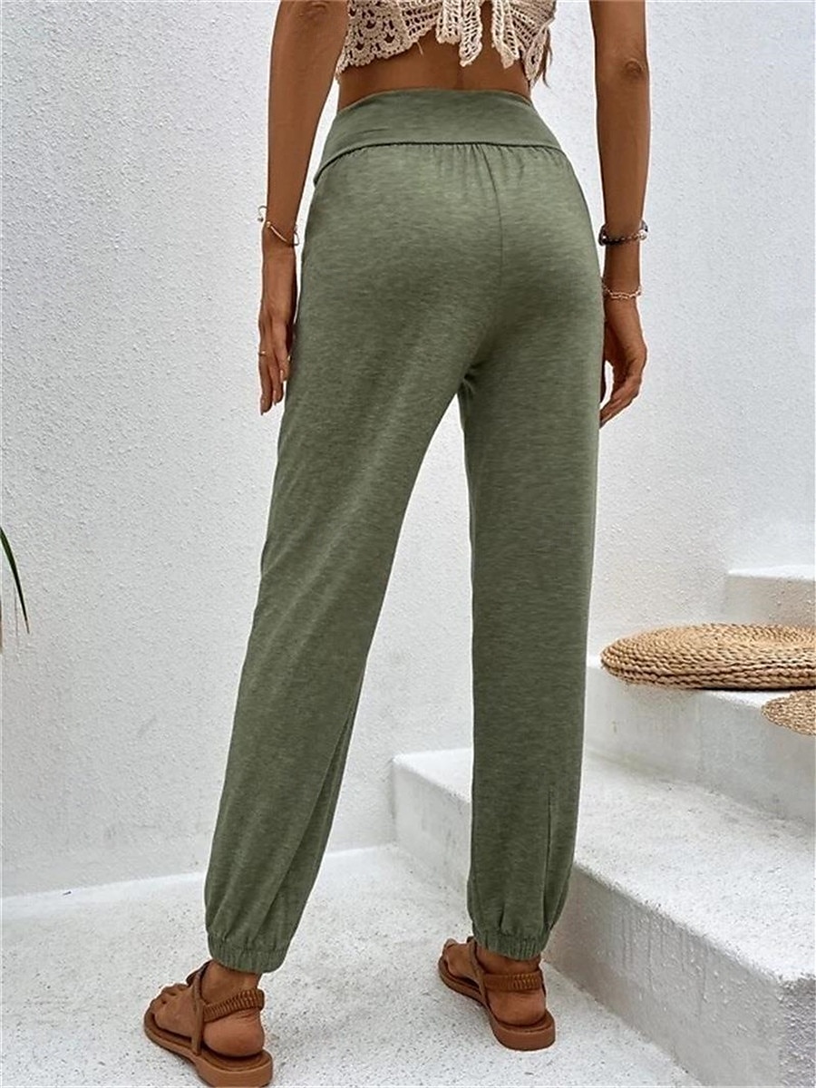 Per donna Chino Di tendenza Streetwear Lunghezza intera Vita alta Liscio Tasche comodo Morbido Comodo Media elasticità Esterno Strada Nero Blu Cachi Verde militare Primavera & Autunno Standard del 2025 a $24.99 –P3