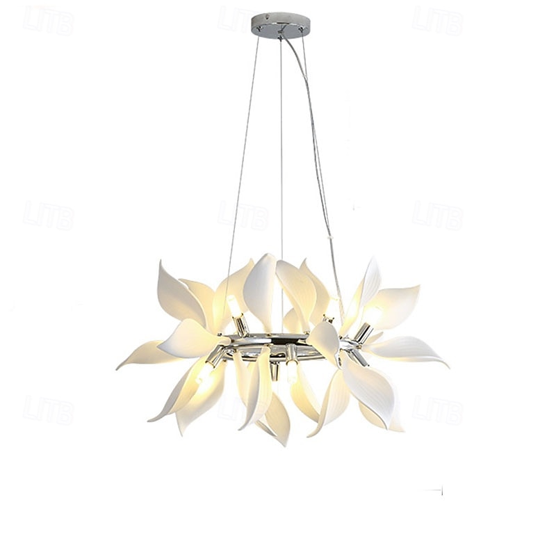 Lámpara colgante de pétalos de porcelana blanca, lámpara colgante de lujo moderna, lámpara colgante para techo, lustre 110-240v 2025 - $490.19 –P4