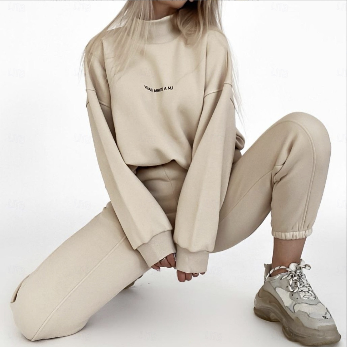 Per donna Caldo Felpa Sherpa Pantaloni in pile Pantaloni maglione Set Manica lunga Girocollo Tinta unica Alfabetico Esterno Nero Rosso Marrone chiaro Primavera Oversize del 2025 a $28.99 –P6