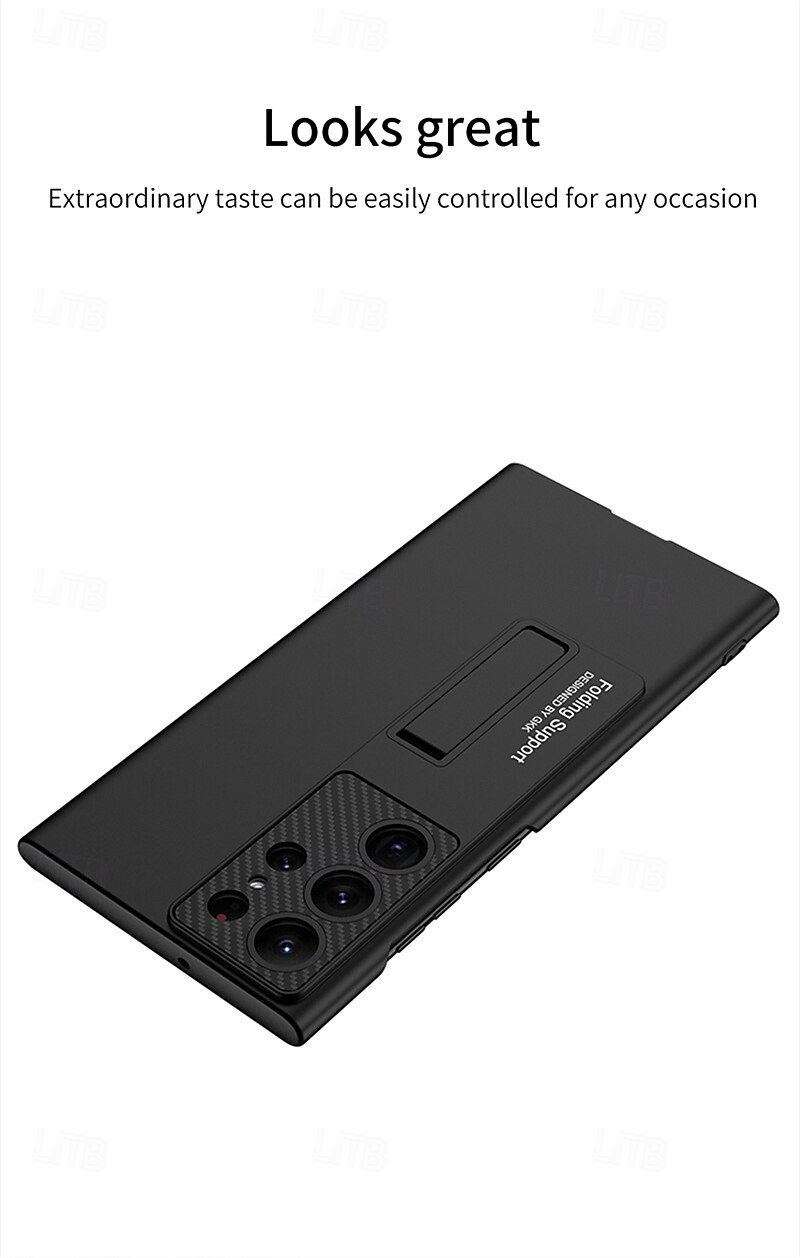 Phone Case For Samsung Galaxy S24 Ultra S23 Ultra S22 Ultra S25 Ultra Back Cover with Stand Holder Support Wireless Charging Shockproof PC 2025 - $17.99 –P2