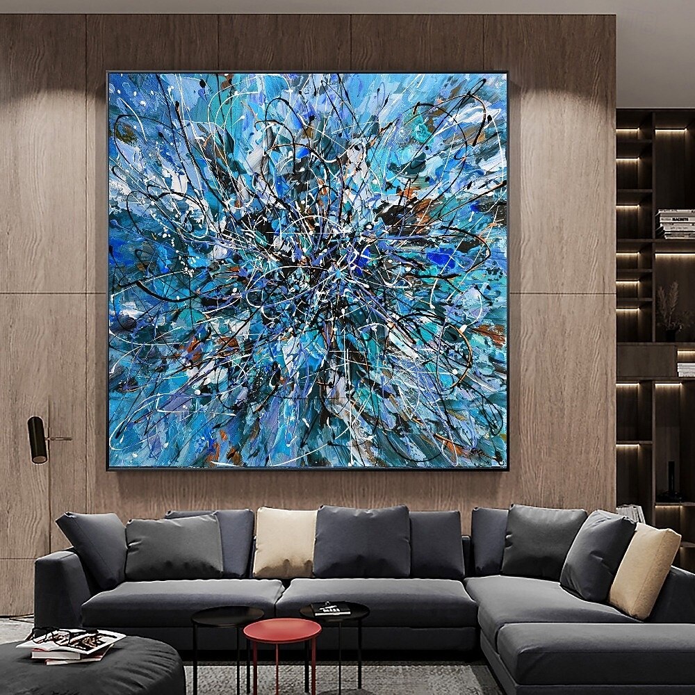 abstrakte malerei handgemalte moderne blau pattle messer ölgemälde handgemalte wand kunst abstrakte gemälde auf leinwand handgemalte abstrakte ölgemälde wand kunst ölgemälde schlafzimmer ölgemälde 2025 - $116.99 –P5