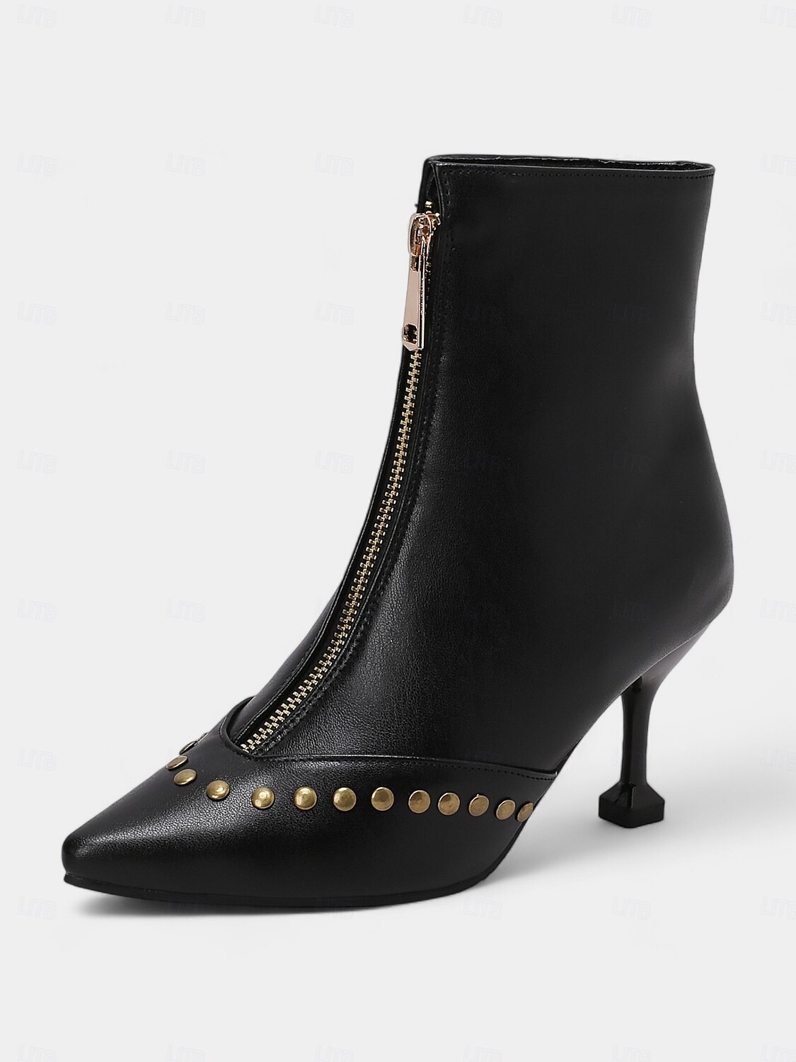 Botines de cuadros para mujer con tacón de aguja y cremallera lateral: elegantes botas de cuadros con punta puntiaguda para la moda de otoño 2025 - $54.99 –P10