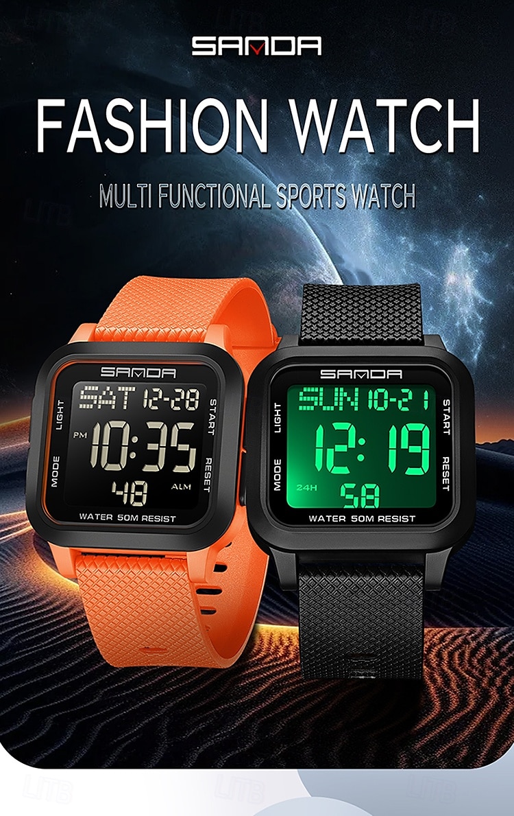 SANDA Men Digital Watch Sports Fashion Casual Business Luminous Alarm Clock Waterproof Decoration TPU Watch 2026 - $26.99 –P1