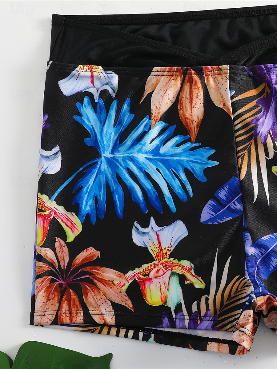 Dam Badkläder Bikini 2 st Pojkeben Baddräkt Öppen rygg Hög midja Smal Semester Standkläder Blommig Löv V-hals Ärmlös Baddräkter 2025 - $25.99 –P10