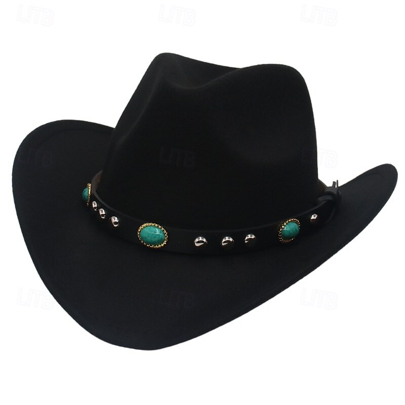 Men's Kentucky Derby Hat Sun Hat Cowboy Hat Fedora Trilby Hat Black Red Woolen Vintage Style Fashion 18th Century State of Texas Daily Theme Party Solid / Plain Color Sunscreen Cosplay 2025 - $12.99 –P2